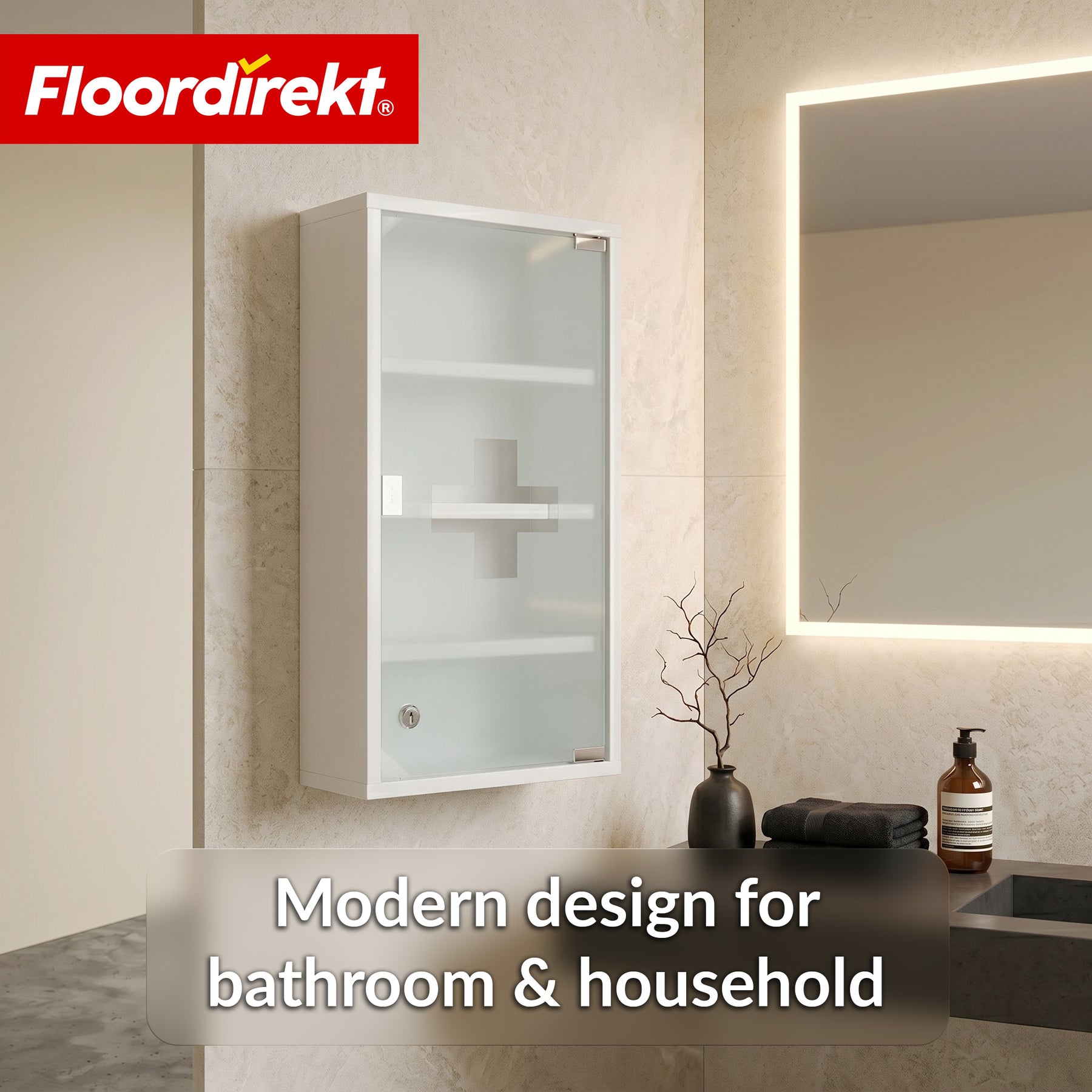 Medicine Cabinet | Allen | Lockable Stainless Steel or White Powder-Coated Metal Cabinet | Medical Cabinet with Glass Door