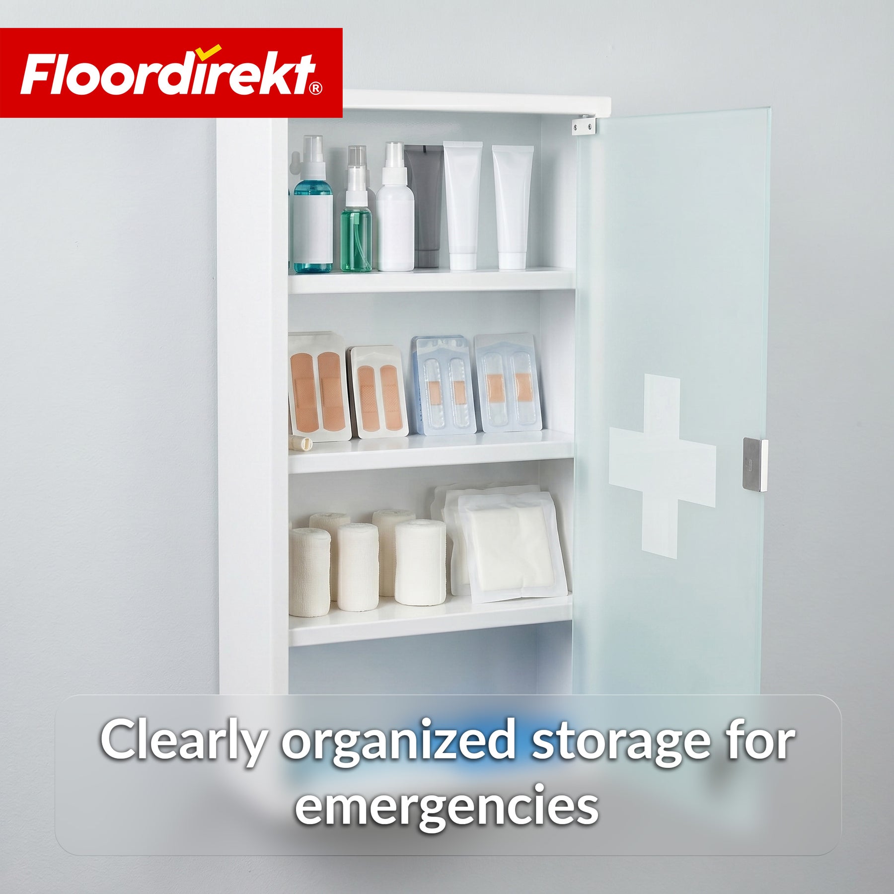 Medicine Cabinet | Allen | Lockable Stainless Steel or White Powder-Coated Metal Cabinet | Medical Cabinet with Glass Door