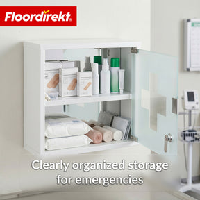 Medicine Cabinet | Allen | Lockable Stainless Steel or White Powder-Coated Metal Cabinet | Medical Cabinet with Glass Door