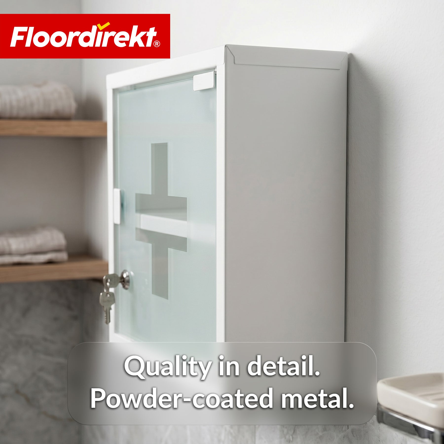 Medicine Cabinet | Allen | Lockable Stainless Steel or White Powder-Coated Metal Cabinet | Medical Cabinet with Glass Door