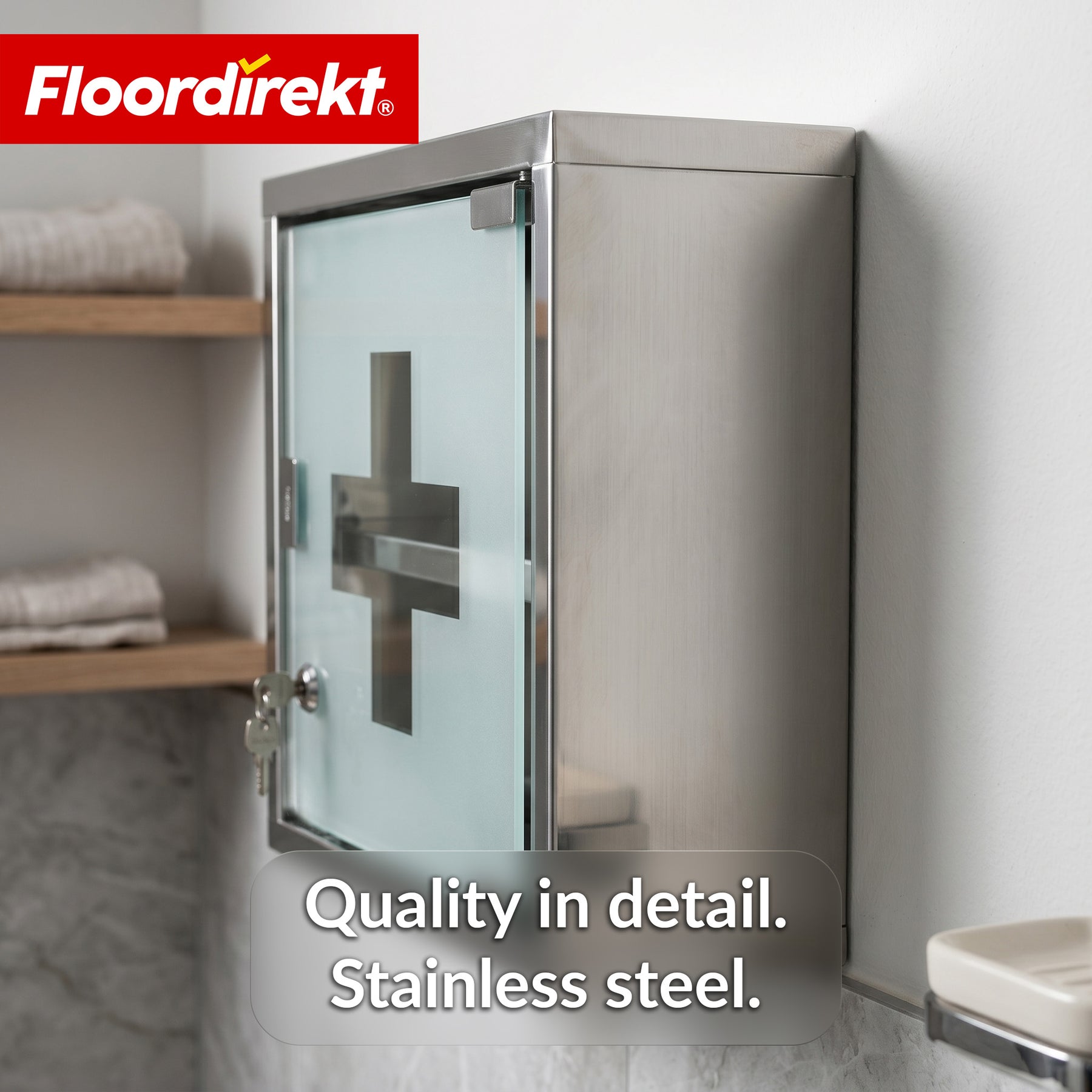 Medicine Cabinet | Allen | Lockable Stainless Steel or White Powder-Coated Metal Cabinet | Medical Cabinet with Glass Door