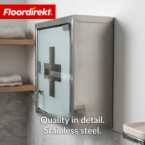 Medicine Cabinet | Allen | Lockable Stainless Steel or White Powder-Coated Metal Cabinet | Medical Cabinet with Glass Door