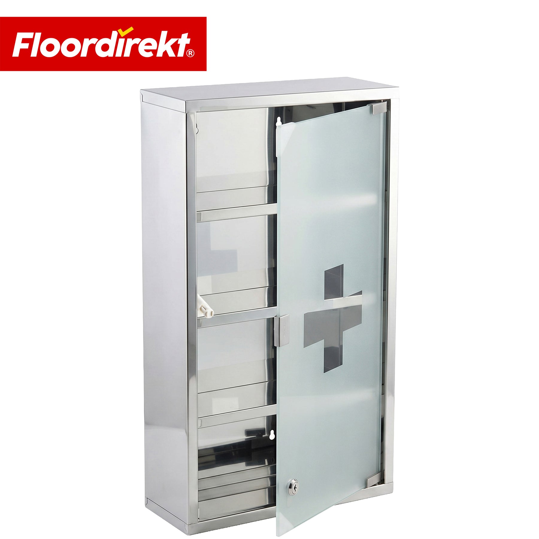 Medicine Cabinet | Allen | Lockable Stainless Steel or White Powder-Coated Metal Cabinet | Medical Cabinet with Glass Door
