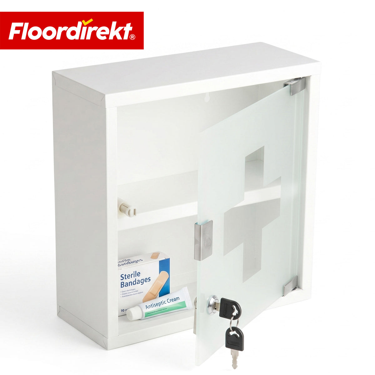 Medicine Cabinet | Allen | Lockable Stainless Steel or White Powder-Coated Metal Cabinet | Medical Cabinet with Glass Door