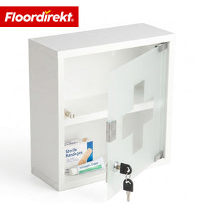 Medicine Cabinet | Allen | Lockable Stainless Steel or White Powder-Coated Metal Cabinet | Medical Cabinet with Glass Door