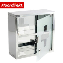 Medicine Cabinet | Allen | Lockable Stainless Steel or White Powder-Coated Metal Cabinet | Medical Cabinet with Glass Door