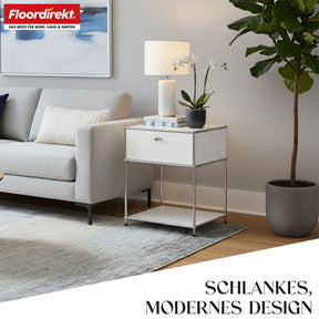 Metal shelving unit | Concept Epure MK-139 | Side table & storage shelf with drawer & shelves | Available in several colours