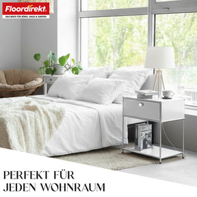 Metal shelving unit | Concept Epure MK-139 | Side table & storage shelf with drawer & shelves | Available in several colours