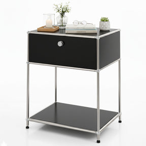 Metal shelving unit | Concept Epure MK-139 | Side table & storage shelf with drawer & shelves | Available in several colours