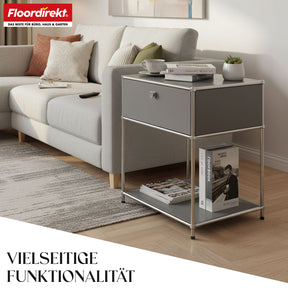 Metal shelving unit | Concept Epure MK-139 | Side table & storage shelf with drawer & shelves | Available in several colours