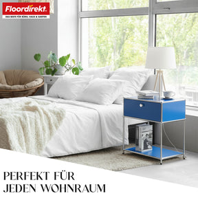 Metal shelving unit | Concept Epure MK-139 | Side table & storage shelf with drawer & shelves | Available in several colours