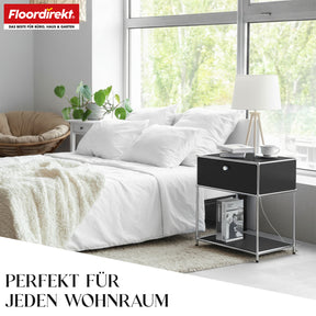 Metal shelving unit | Concept Epure MK-139 | Side table & storage shelf with drawer & shelves | Available in several colours