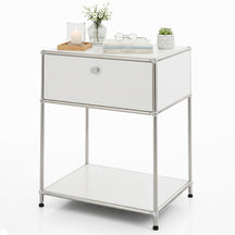 Metal shelving unit | Concept Epure MK-139 | Side table & storage shelf with drawer & shelves | Available in several colours