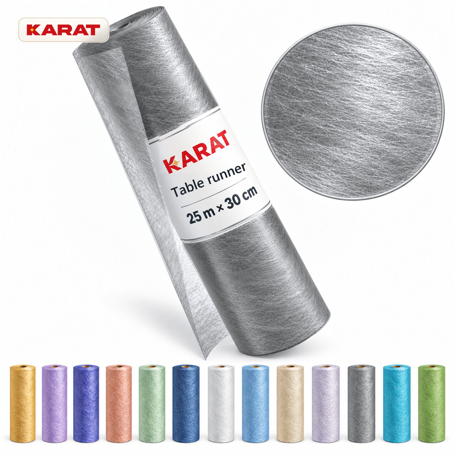 Monarch Table Runner | Metallic Shimmer Decorative Nonwoven Fabric | 30 cm x 25 m Roll | 13 Colours