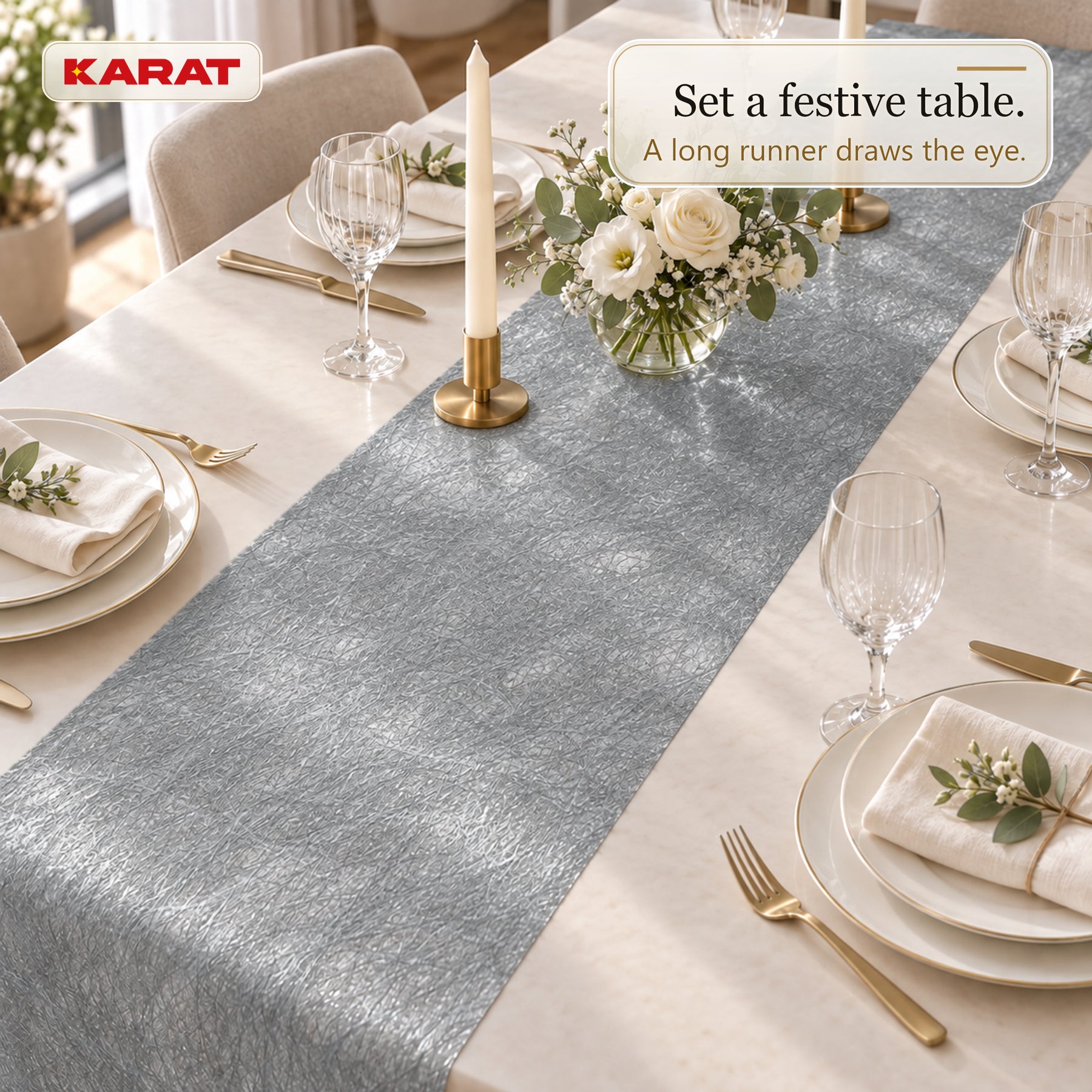 Monarch Table Runner | Metallic Shimmer Decorative Nonwoven Fabric | 30 cm x 25 m Roll | 13 Colours
