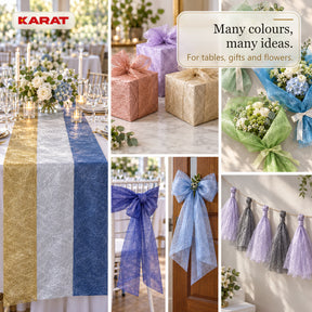Monarch Table Runner | Metallic Shimmer Decorative Nonwoven Fabric | 30 cm x 25 m Roll | 13 Colours