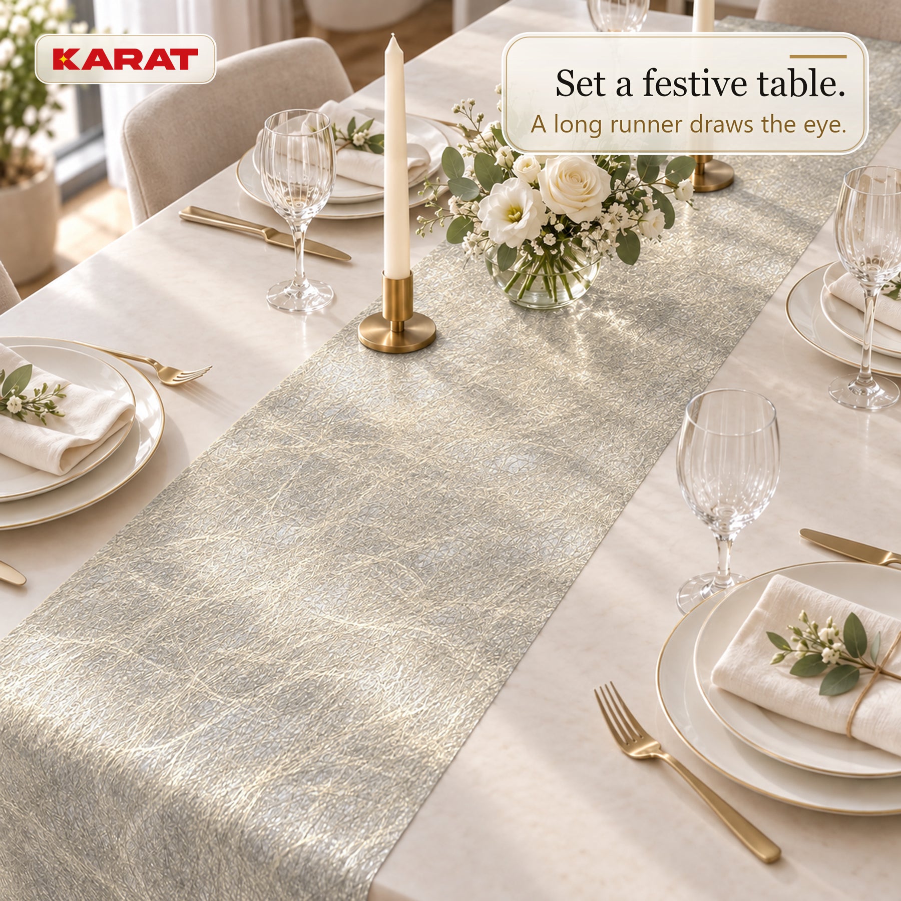 Monarch Table Runner | Metallic Shimmer Decorative Nonwoven Fabric | 30 cm x 25 m Roll | 13 Colours