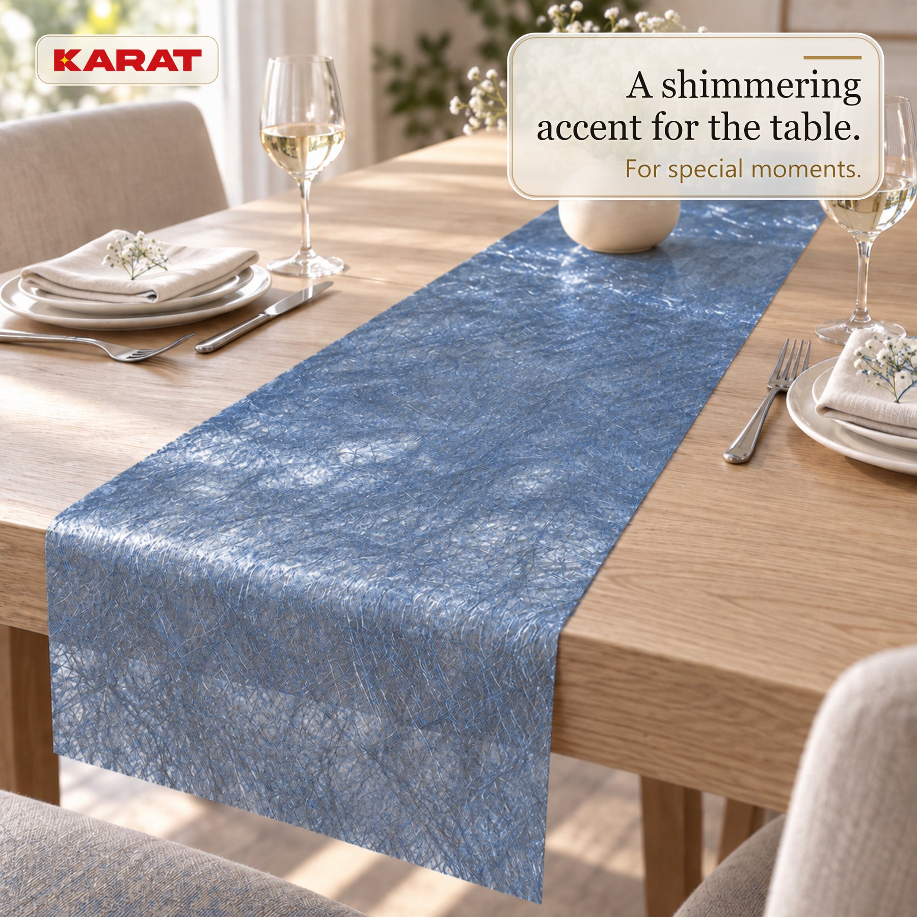 Monarch Table Runner | Metallic Shimmer Decorative Nonwoven Fabric | 30 cm x 25 m Roll | 13 Colours