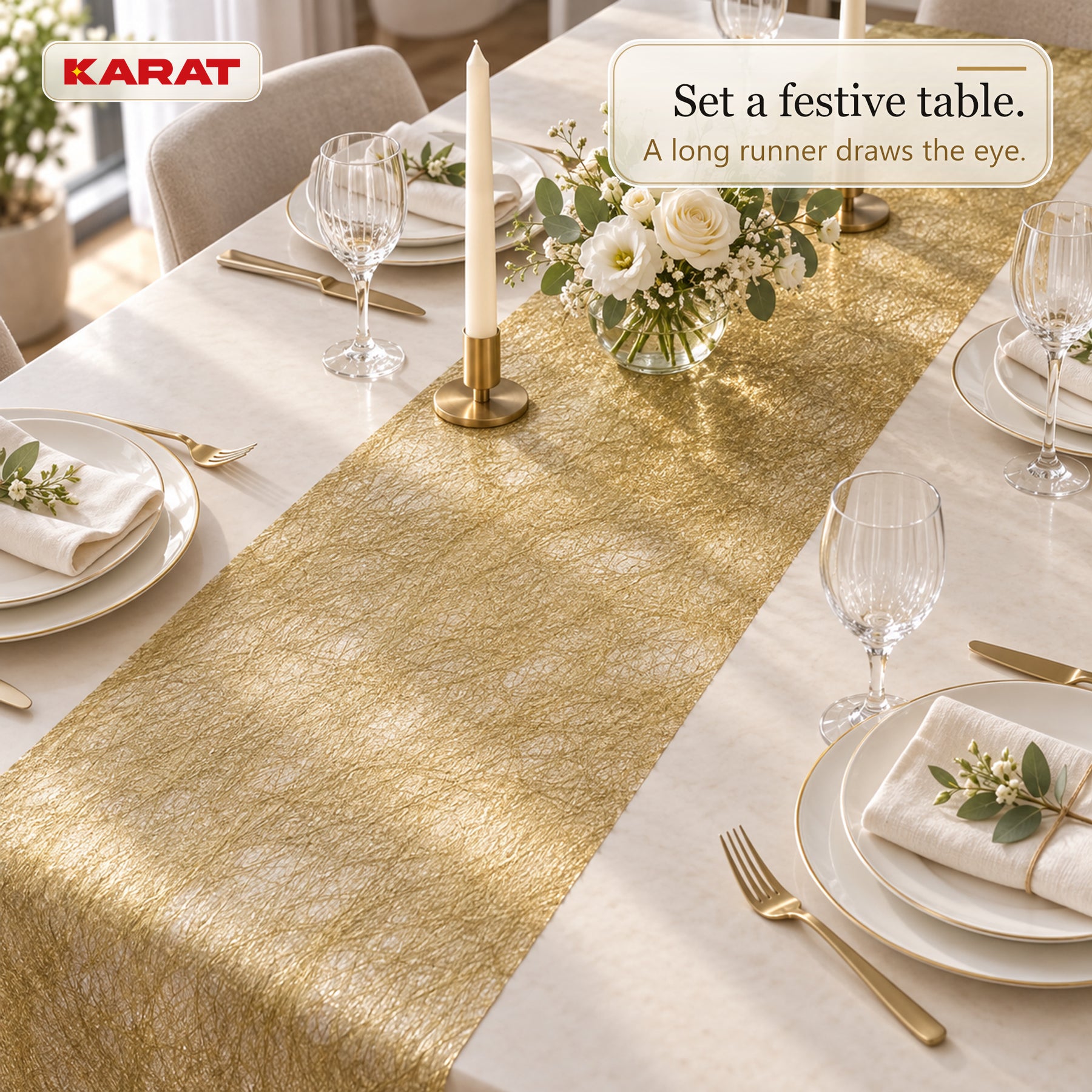 Monarch Table Runner | Metallic Shimmer Decorative Nonwoven Fabric | 30 cm x 25 m Roll | 13 Colours