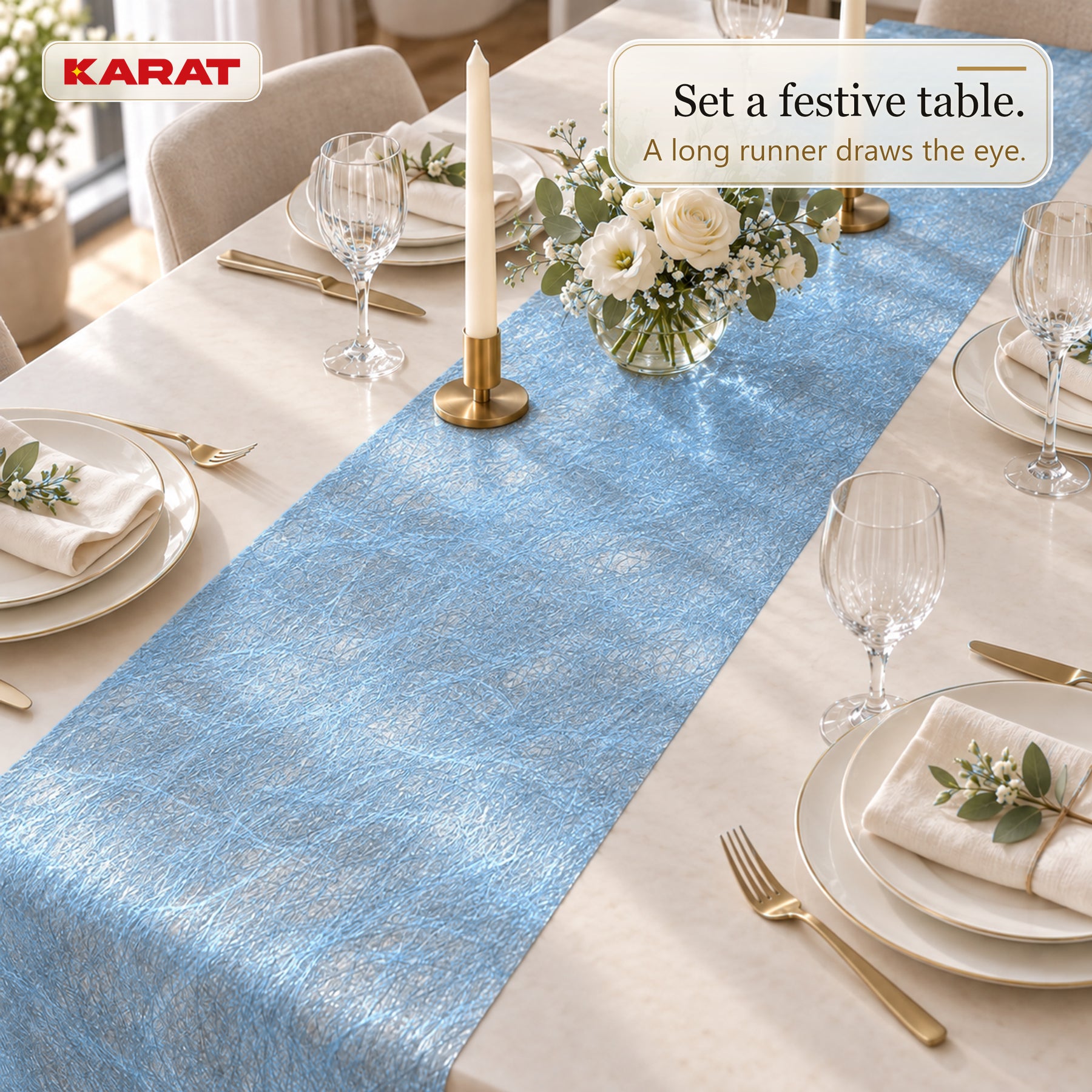 Monarch Table Runner | Metallic Shimmer Decorative Nonwoven Fabric | 30 cm x 25 m Roll | 13 Colours