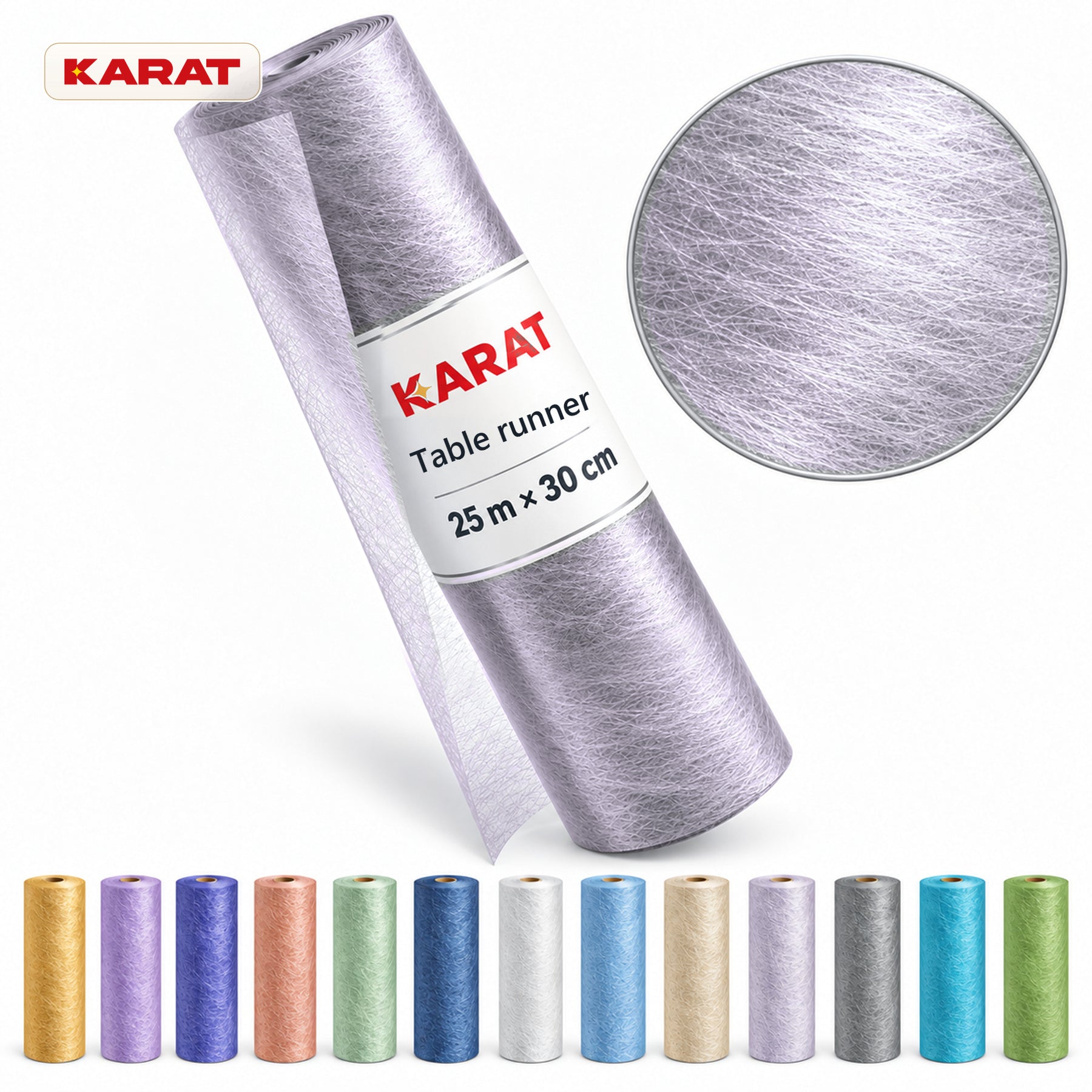 Monarch Table Runner | Metallic Shimmer Decorative Nonwoven Fabric | 30 cm x 25 m Roll | 13 Colours