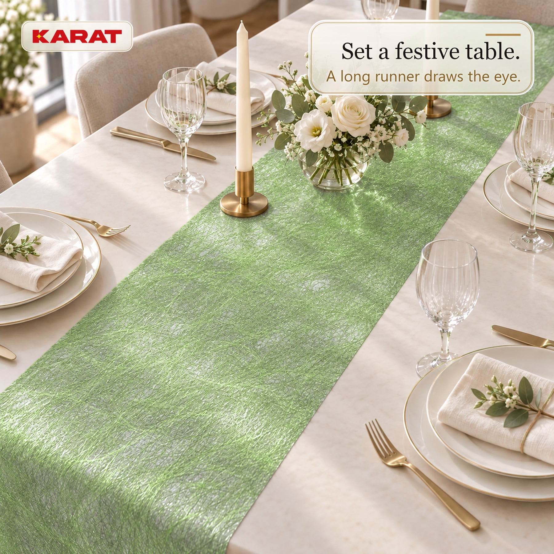Monarch Table Runner | Metallic Shimmer Decorative Nonwoven Fabric | 30 cm x 25 m Roll | 13 Colours