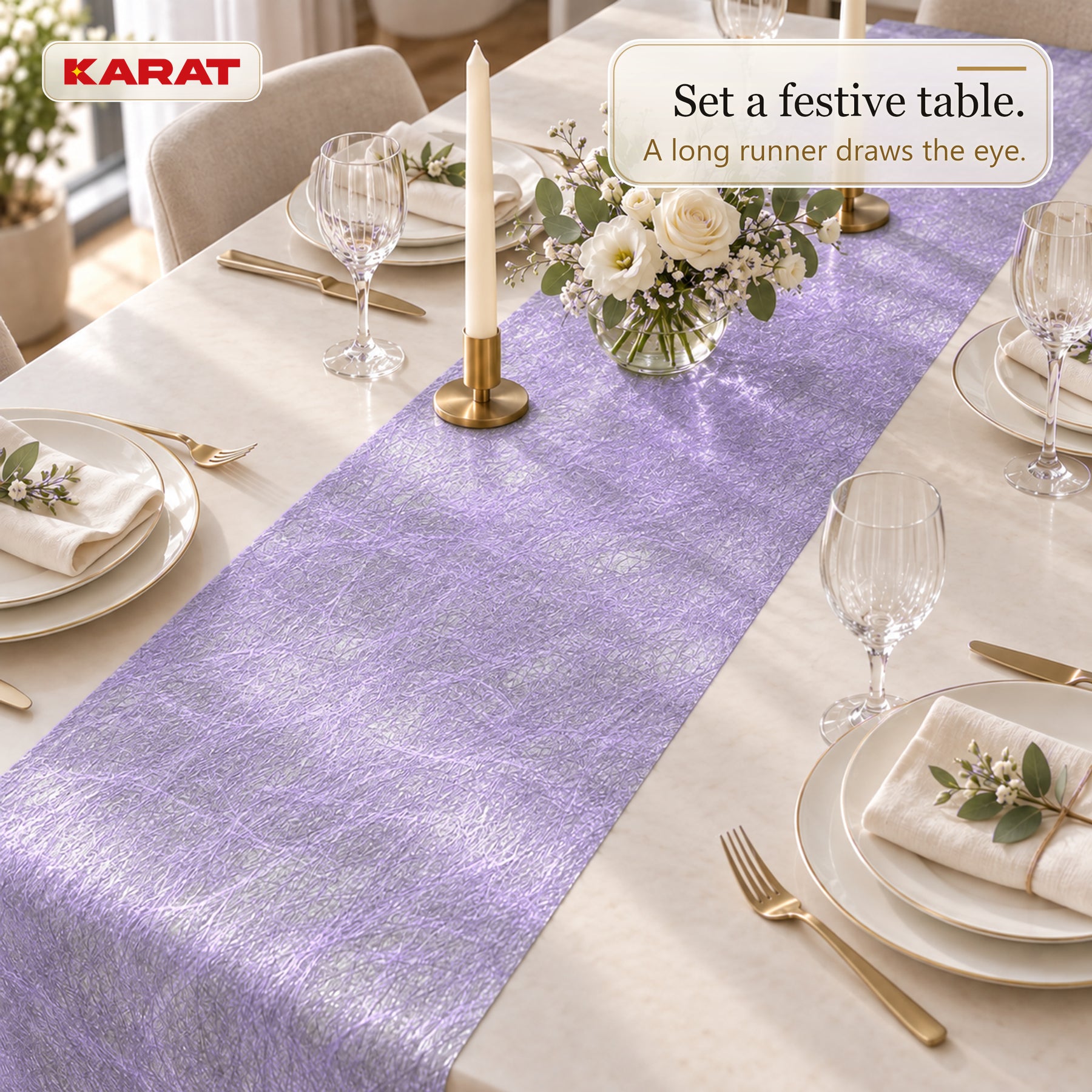 Monarch Table Runner | Metallic Shimmer Decorative Nonwoven Fabric | 30 cm x 25 m Roll | 13 Colours