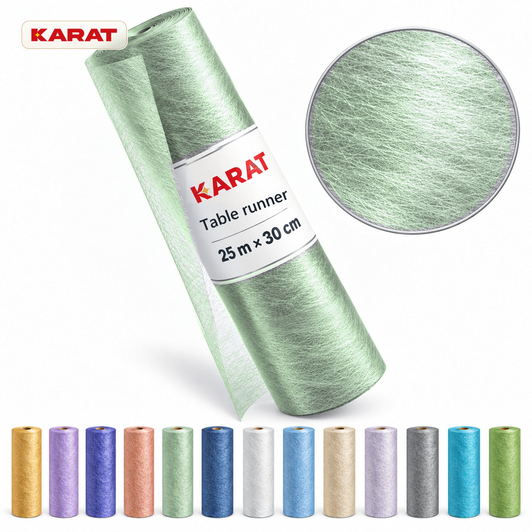 Monarch Table Runner | Metallic Shimmer Decorative Nonwoven Fabric | 30 cm x 25 m Roll | 13 Colours