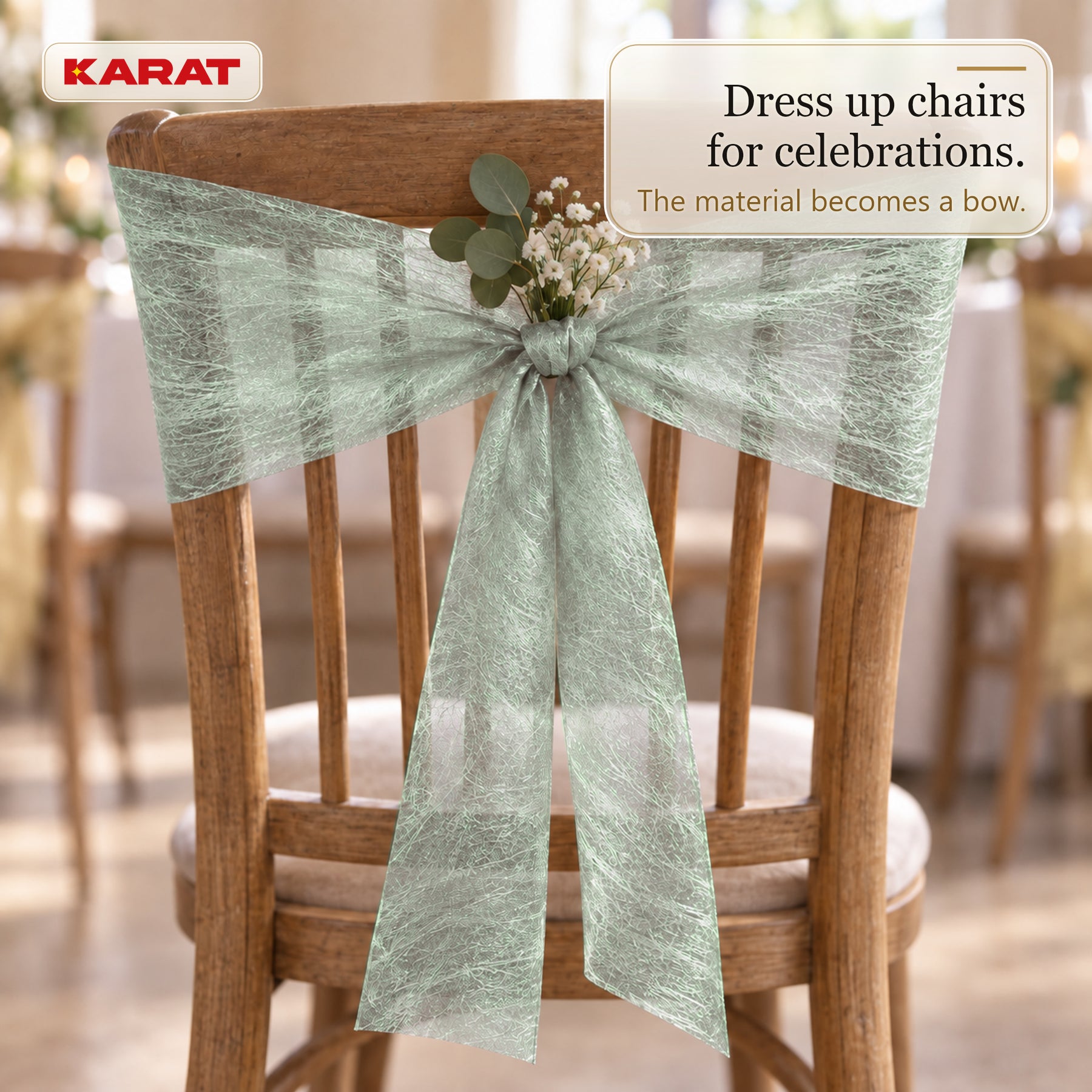 Monarch Table Runner | Metallic Shimmer Decorative Nonwoven Fabric | 30 cm x 25 m Roll | 13 Colours