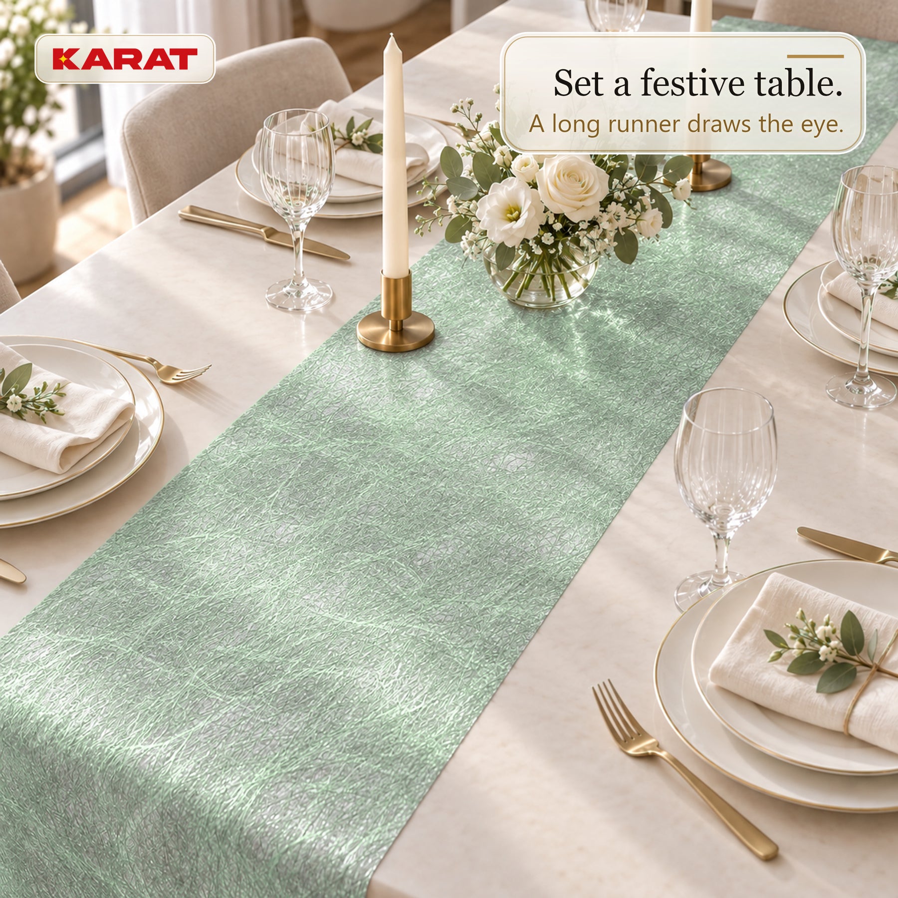 Monarch Table Runner | Metallic Shimmer Decorative Nonwoven Fabric | 30 cm x 25 m Roll | 13 Colours