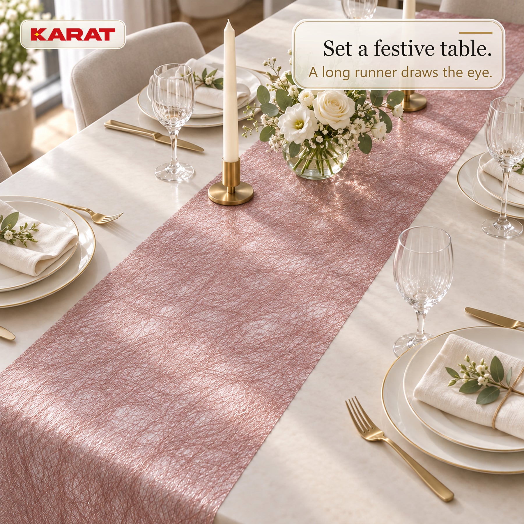 Monarch Table Runner | Metallic Shimmer Decorative Nonwoven Fabric | 30 cm x 25 m Roll | 13 Colours
