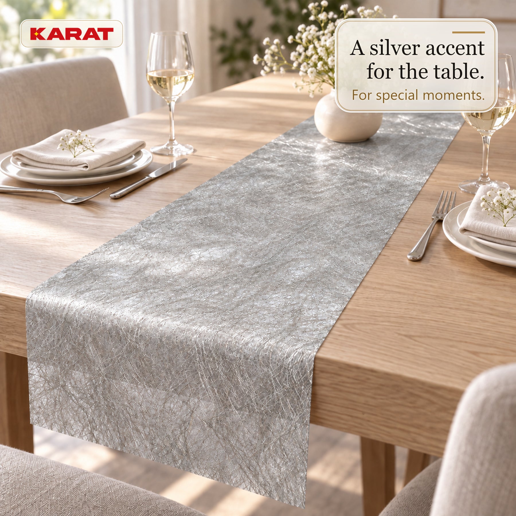 Monarch Table Runner | Metallic Shimmer Decorative Nonwoven Fabric | 30 cm x 25 m Roll | 13 Colours