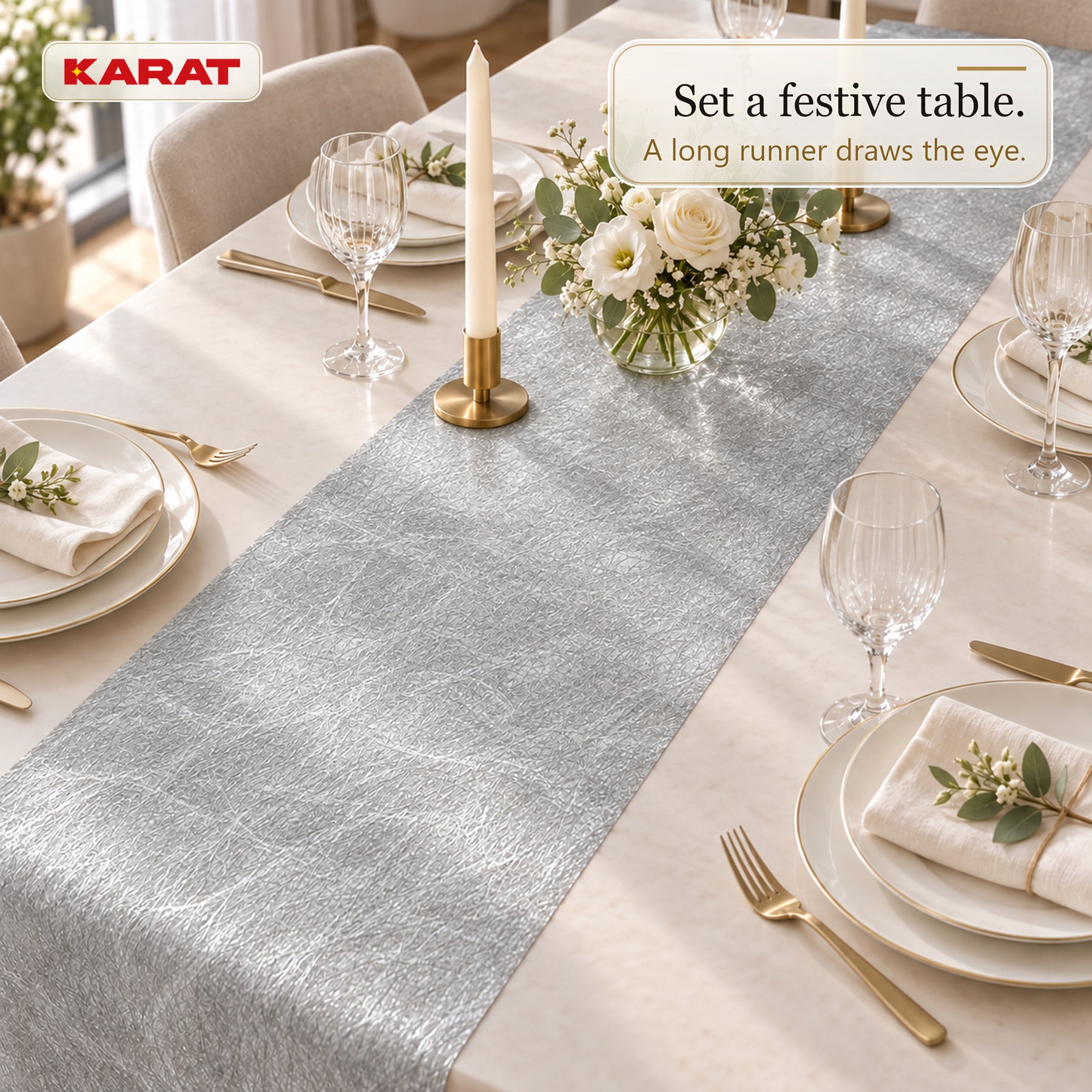 Monarch Table Runner | Metallic Shimmer Decorative Nonwoven Fabric | 30 cm x 25 m Roll | 13 Colours