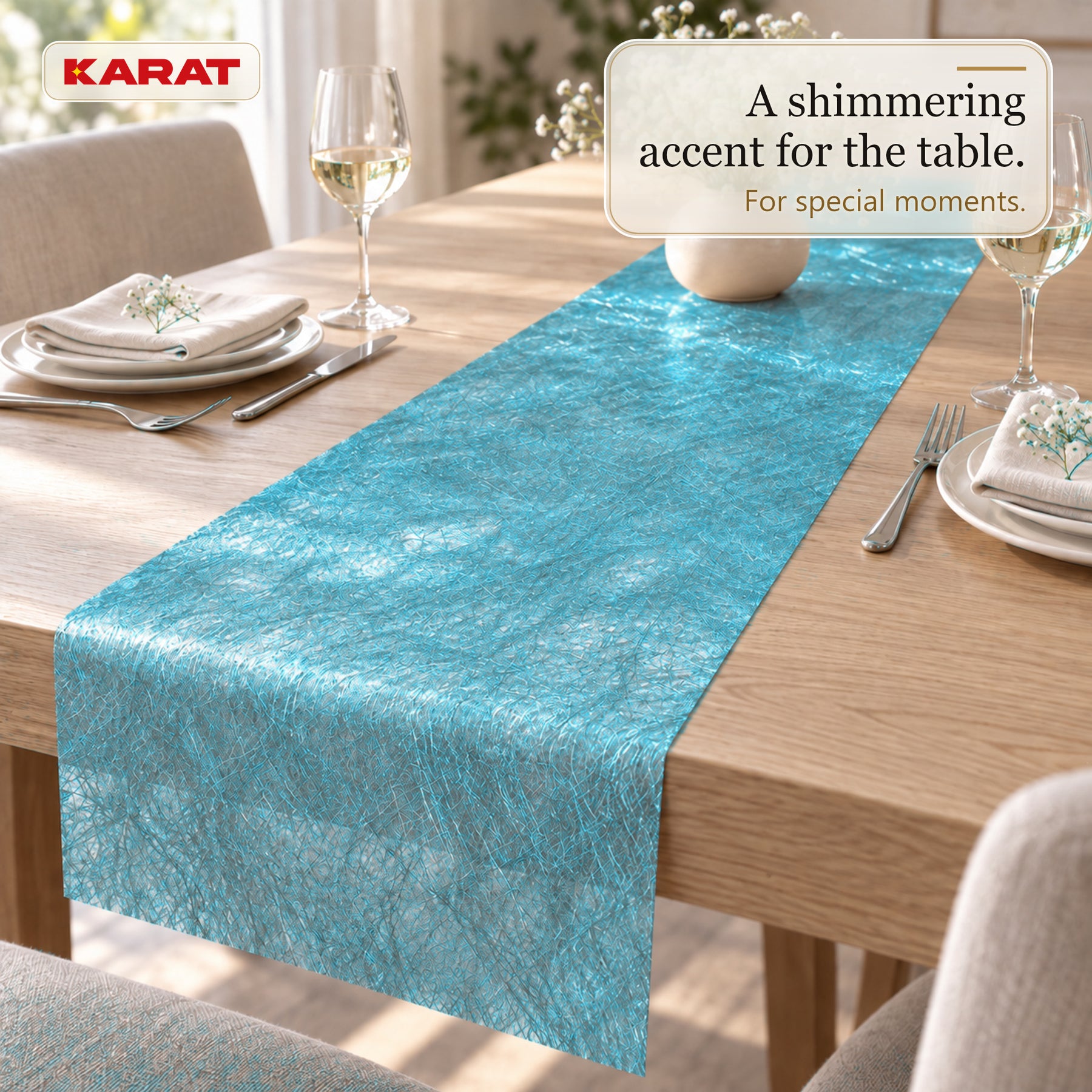 Monarch Table Runner | Metallic Shimmer Decorative Nonwoven Fabric | 30 cm x 25 m Roll | 13 Colours