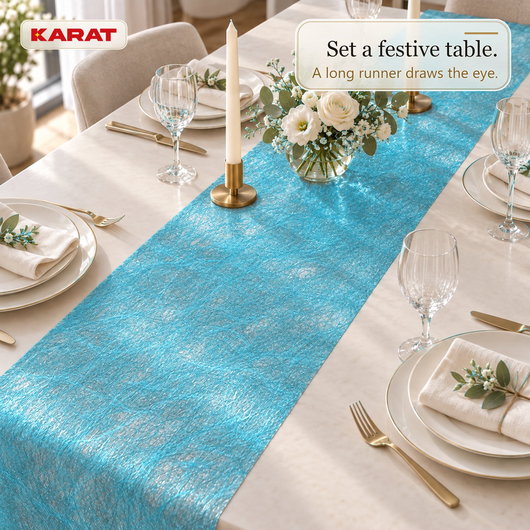 Monarch Table Runner | Metallic Shimmer Decorative Nonwoven Fabric | 30 cm x 25 m Roll | 13 Colours