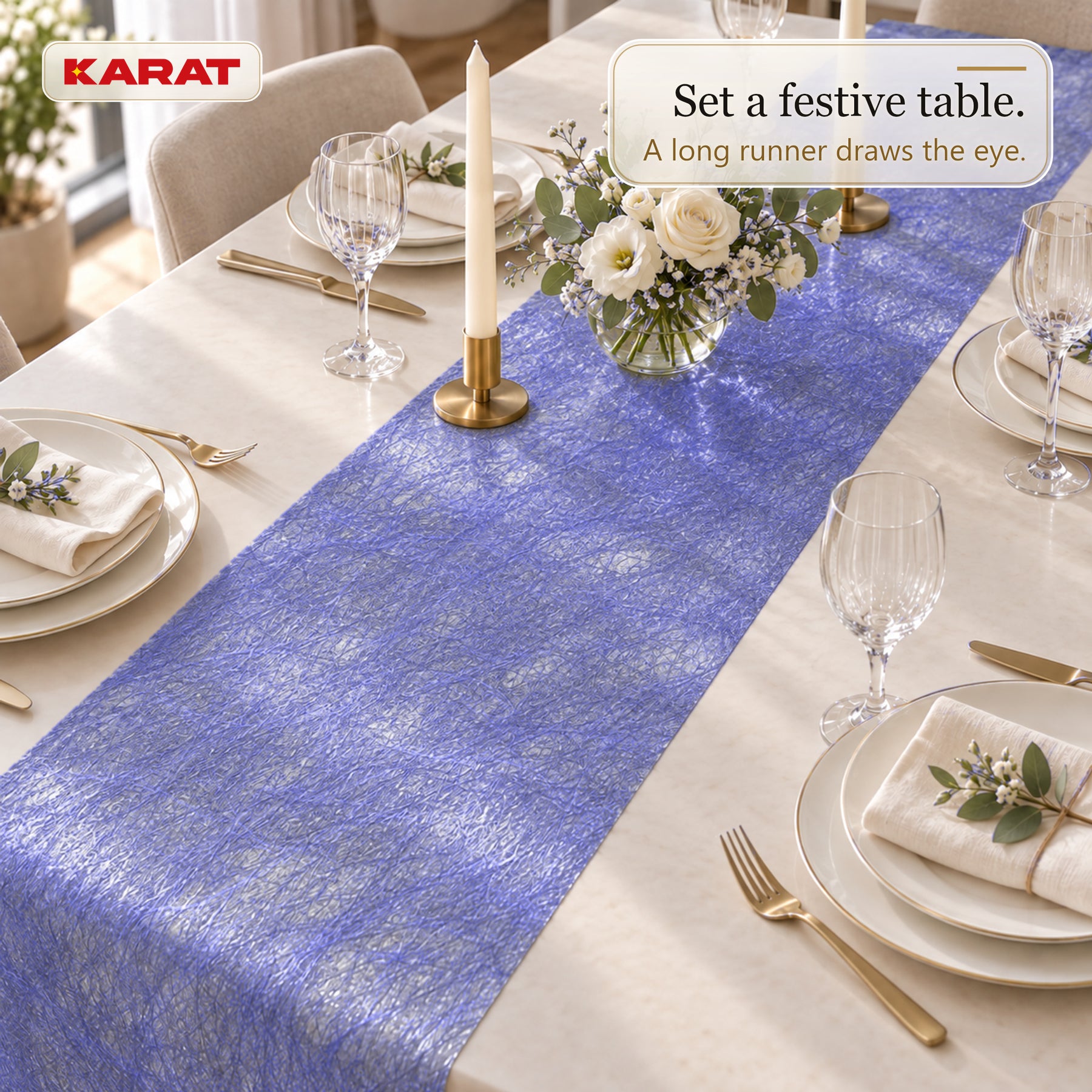 Monarch Table Runner | Metallic Shimmer Decorative Nonwoven Fabric | 30 cm x 25 m Roll | 13 Colours