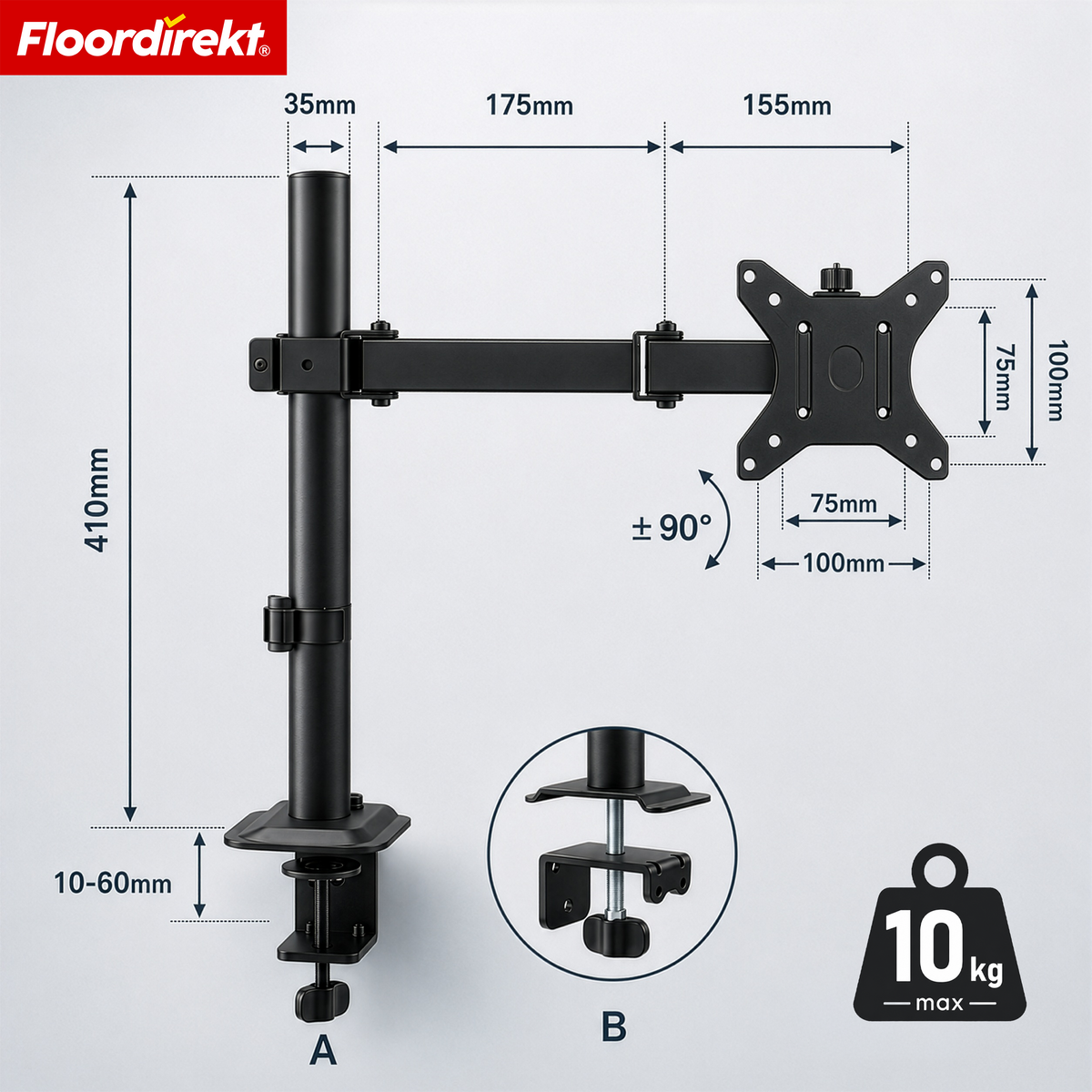 Monitor Arm | Flexibly Adjustable Monitor Mount with Desk Clamp for 1 or 2 Monitors