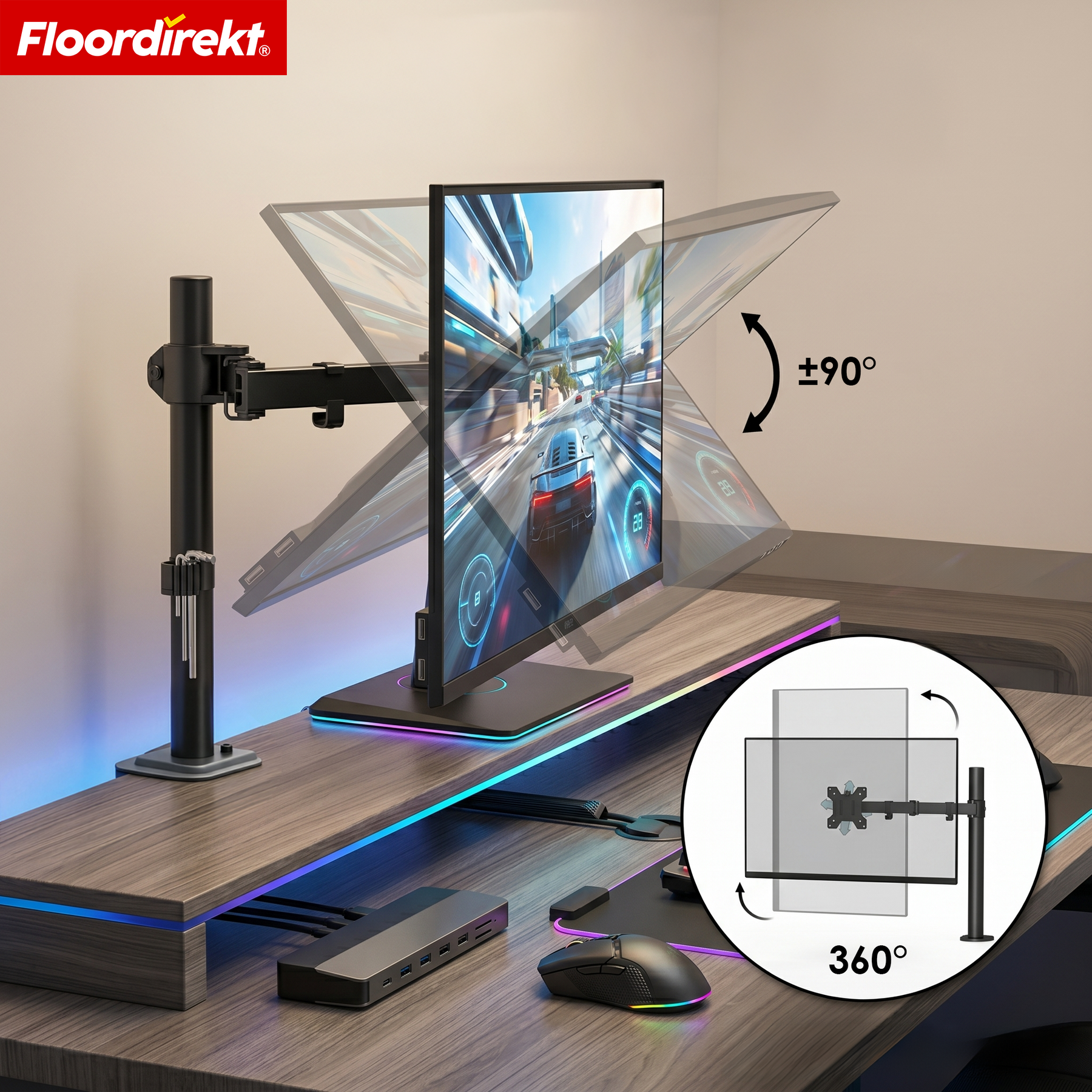 Monitor Arm | Flexibly Adjustable Monitor Mount with Desk Clamp for 1 or 2 Monitors