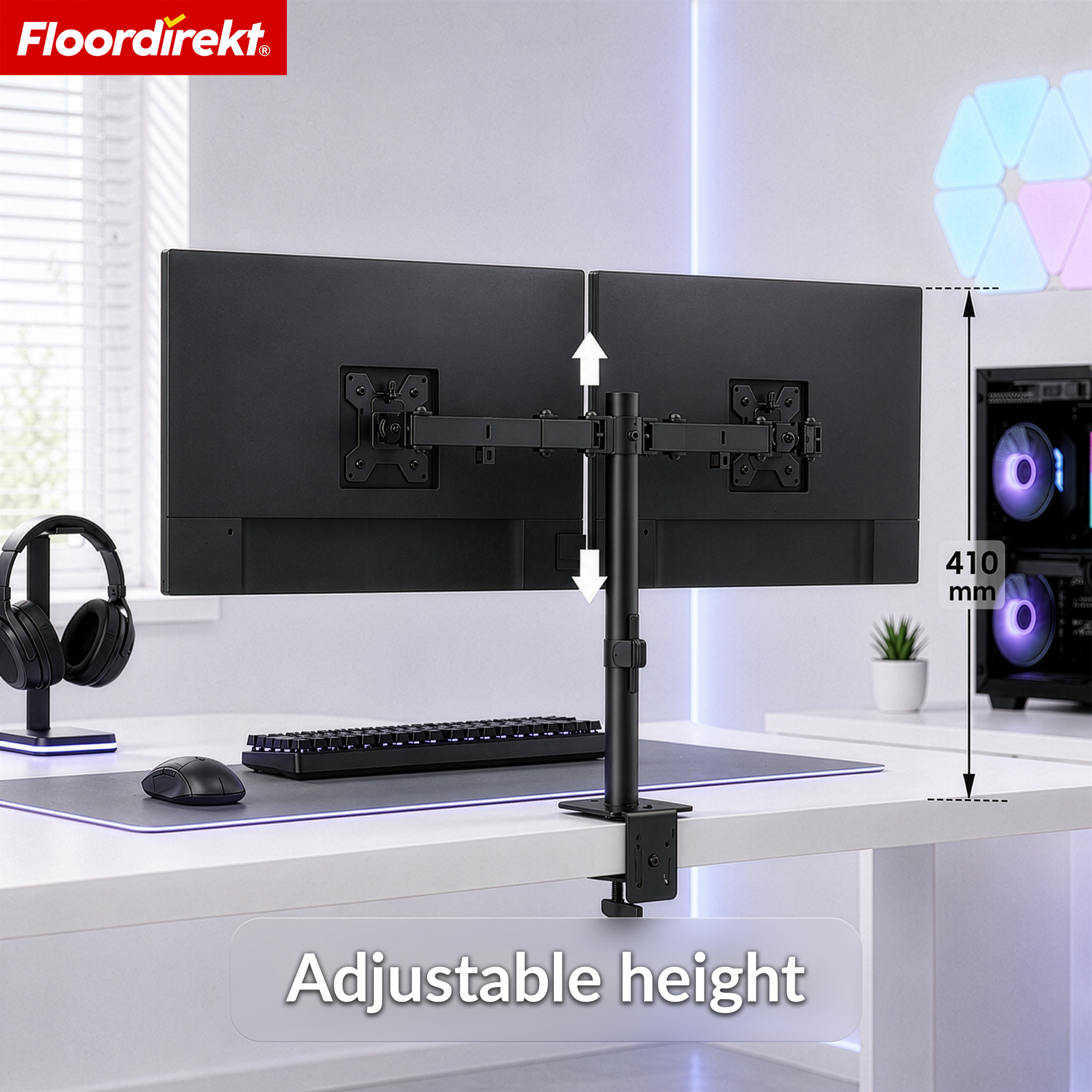 Monitor Arm | Flexibly Adjustable Monitor Mount with Desk Clamp for 1 or 2 Monitors