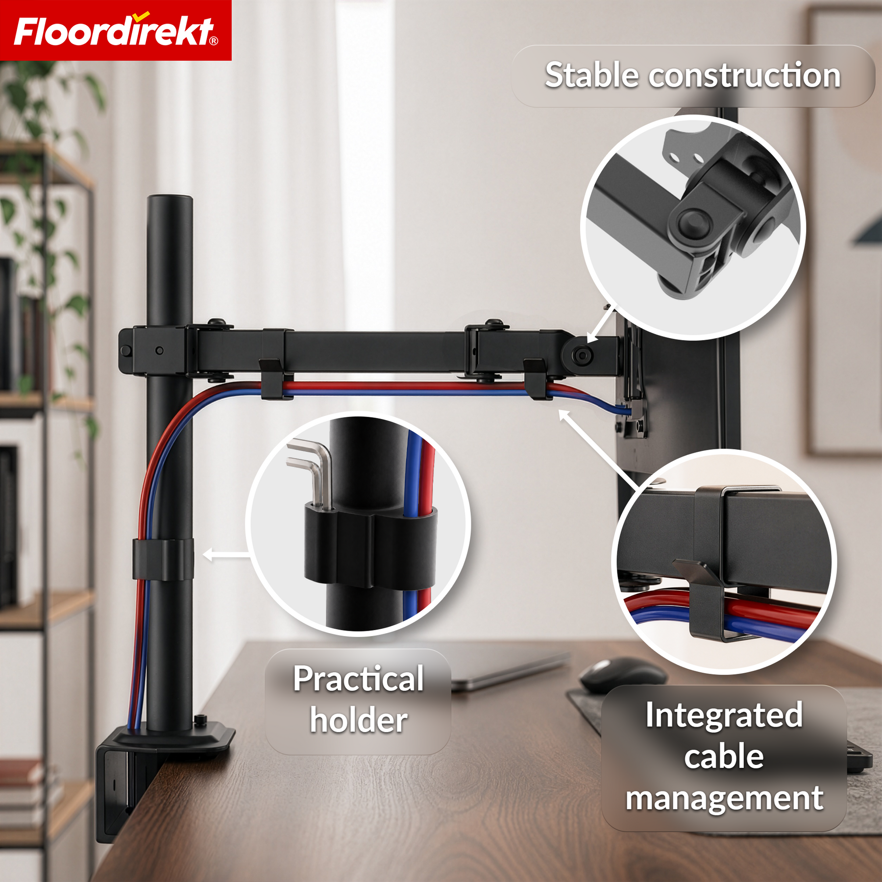 Monitor Arm | Flexibly Adjustable Monitor Mount with Desk Clamp for 1 or 2 Monitors
