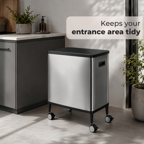 Trash Can | Tyler | Stainless Steel Sensor Bin | 2 × 24 L Dual Compartment | Lockable Wheels