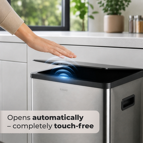 Trash Can | Tyler | Stainless Steel Sensor Bin | 2 × 24 L Dual Compartment | Lockable Wheels