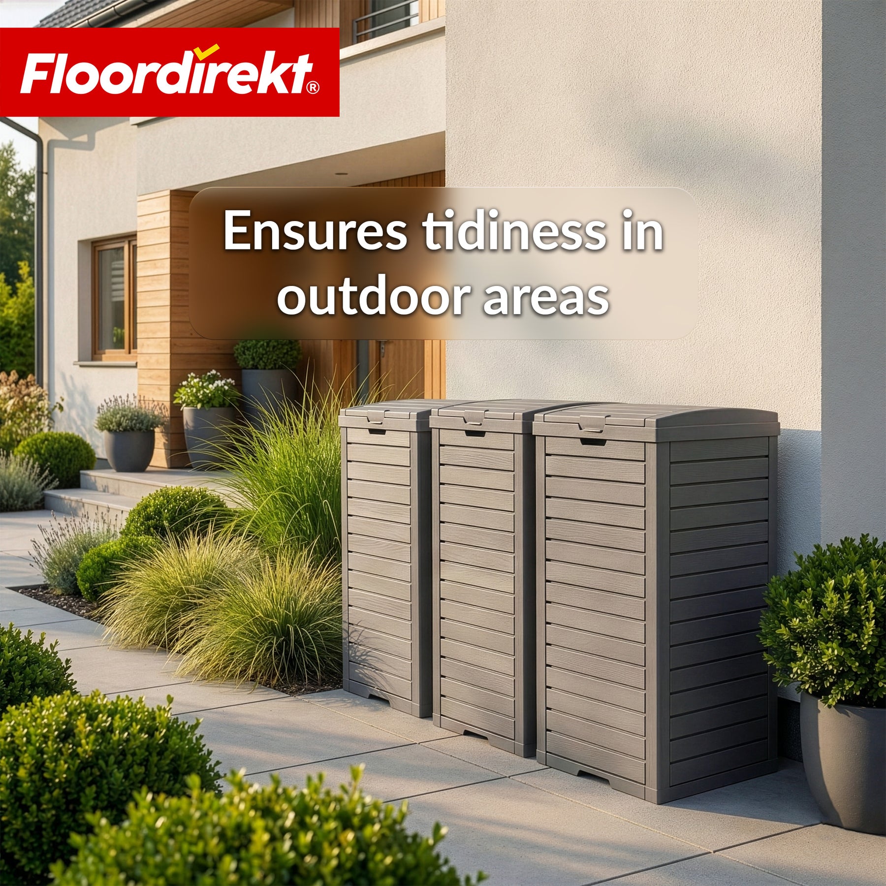 Outdoor Trash Can in Wood Look | Weather-Resistant Waste Bin for Garden & Patio | 118L / 230L