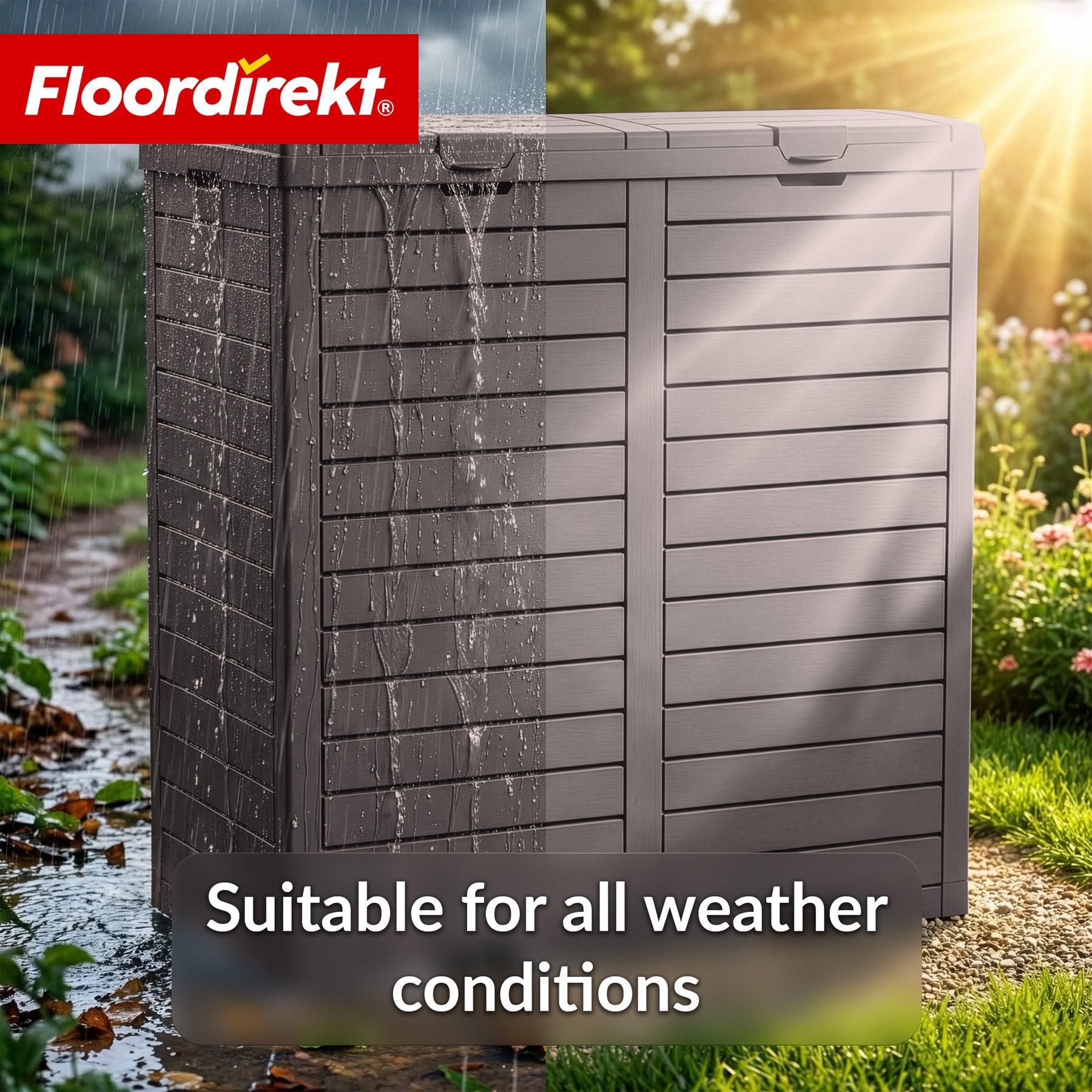 Outdoor Trash Can in Wood Look | Weather-Resistant Waste Bin for Garden & Patio | 118L / 230L