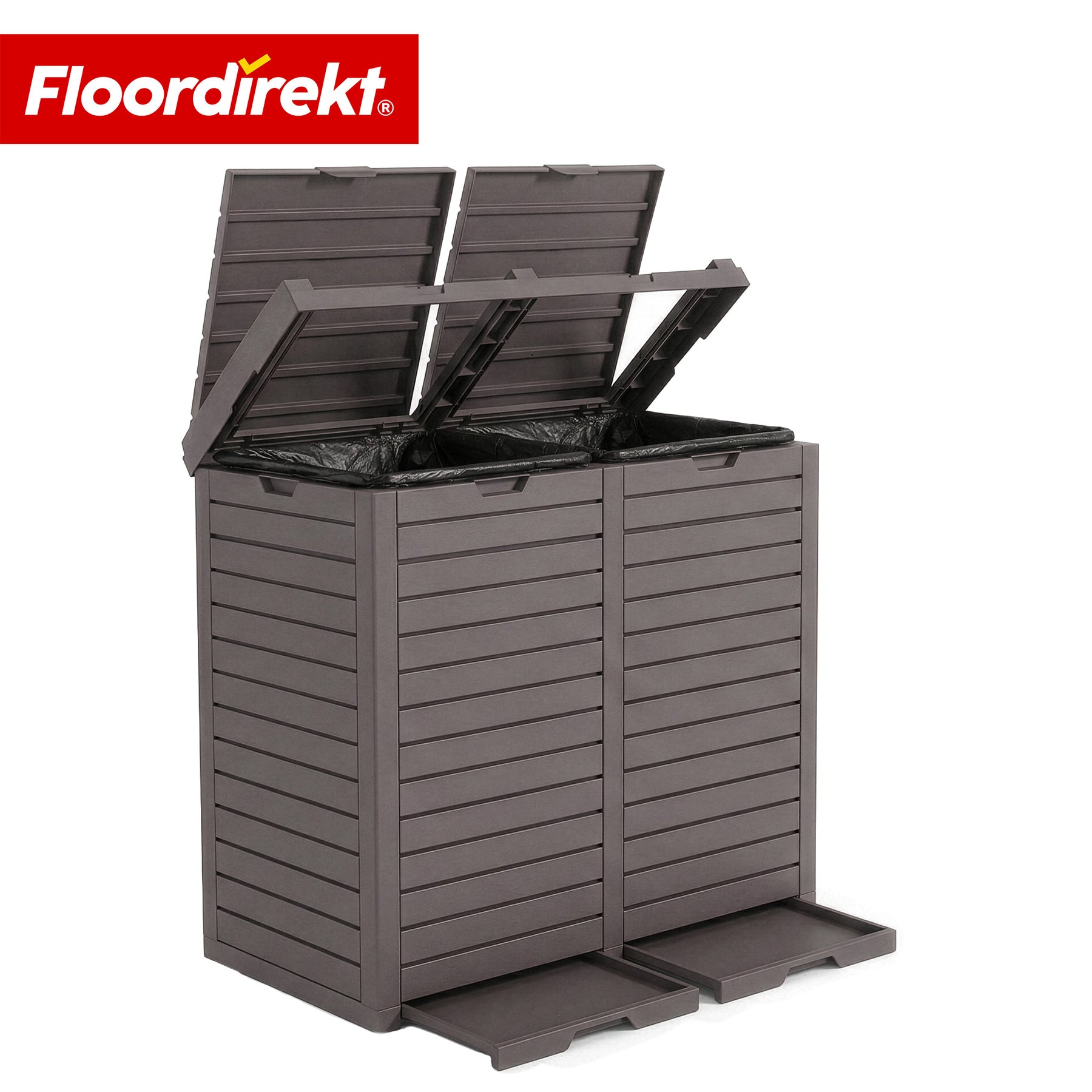 Outdoor Trash Can in Wood Look | Weather-Resistant Waste Bin for Garden & Patio | 118L / 230L