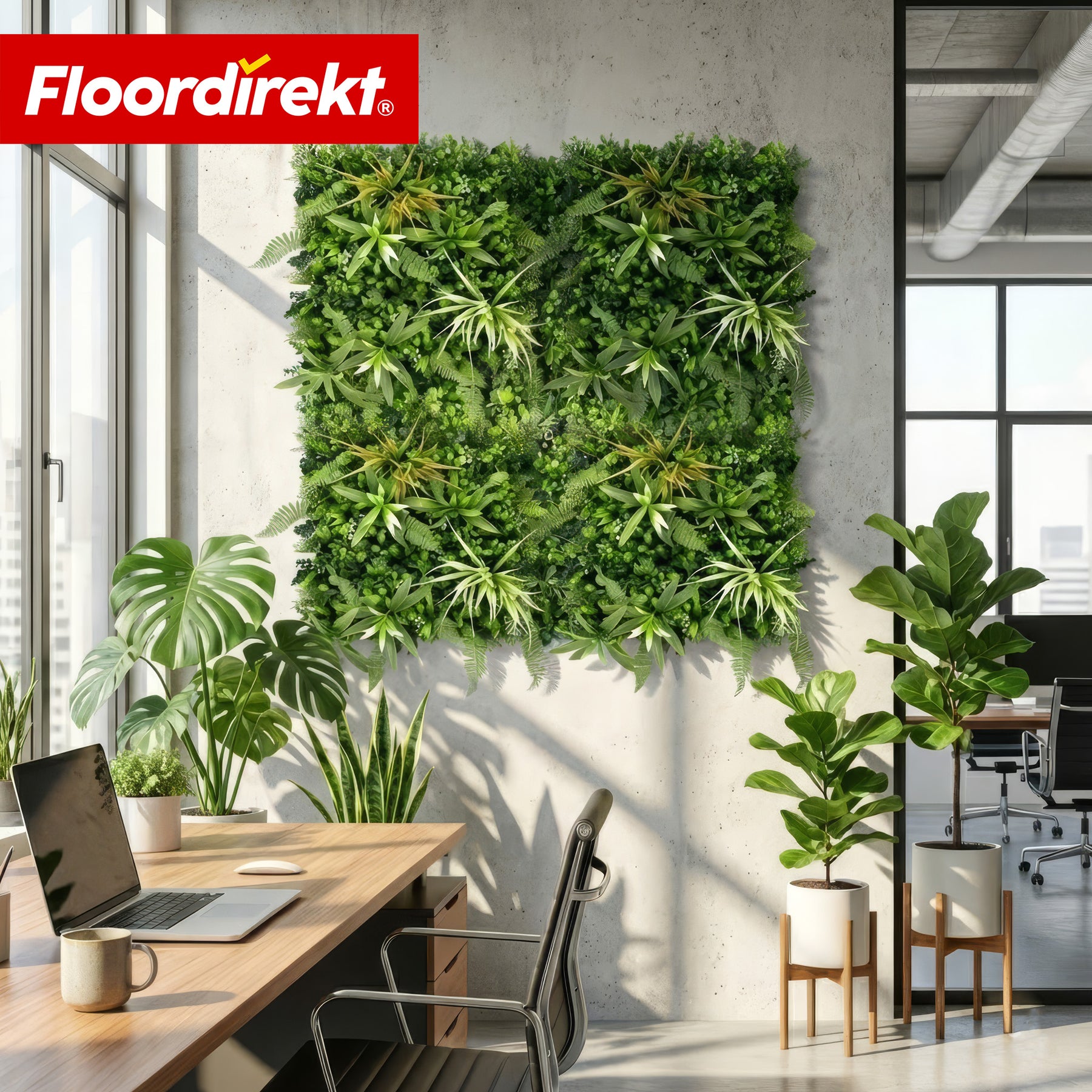 Plant Wall | Fire Sky | Natural, Maintenance-Free Artificial Plant Panel | UV-Resistant & Expandable with Click System | 50 × 50 cm