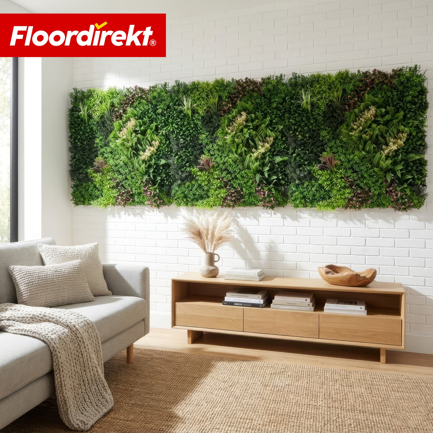 Artificial Plant Wall | Hera | Natural-Looking, Low-Maintenance Green Panel | UV-Resistant & Expandable Click System | 100 × 100 cm