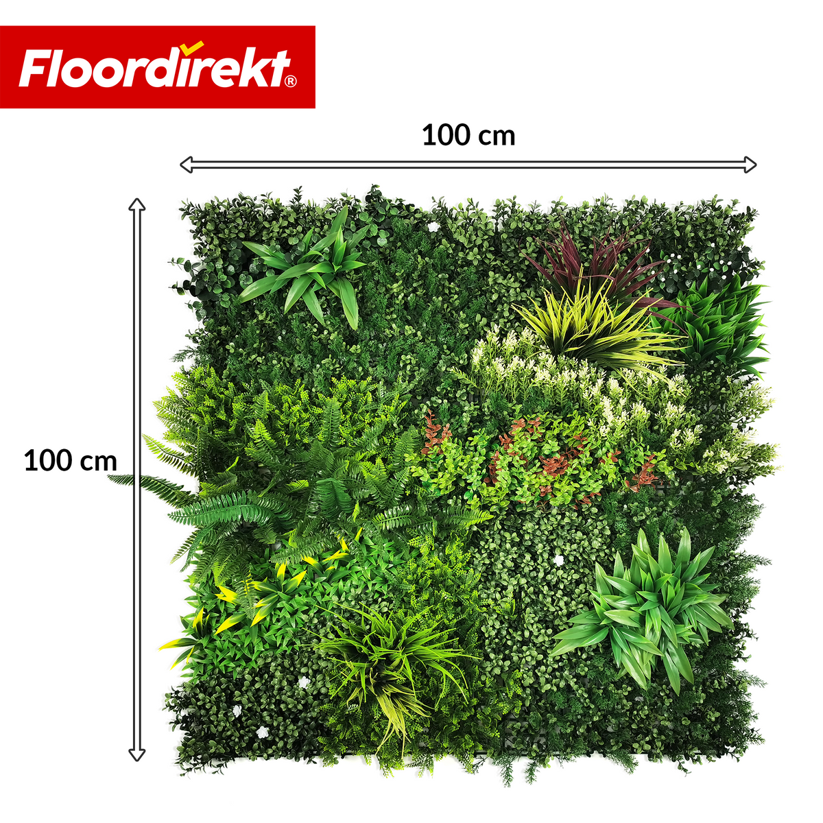 Plant Wall | Meadow | Natural-Looking Artificial Plant Panel, UV-Resistant & Maintenance-Free | Expandable Click System | 100 × 100 cm