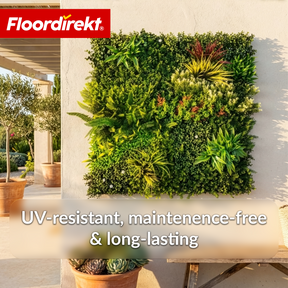 Plant Wall | Meadow | Natural-Looking Artificial Plant Panel, UV-Resistant & Maintenance-Free | Expandable Click System | 100 × 100 cm