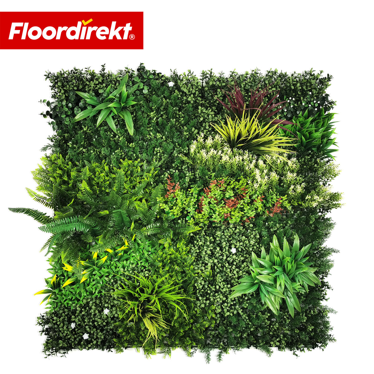Plant Wall | Meadow | Natural-Looking Artificial Plant Panel, UV-Resistant & Maintenance-Free | Expandable Click System | 100 × 100 cm